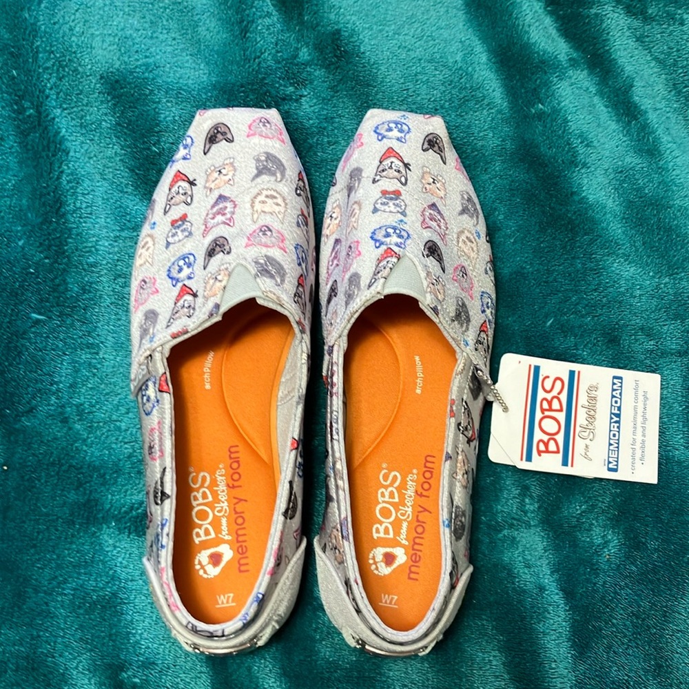 Bobs from Skechers Cat Print Slip-Ons NWT